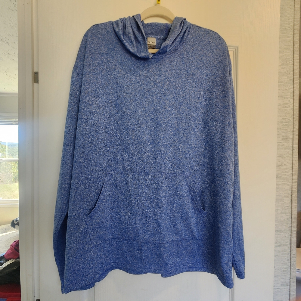 Gildan Performance Heather Blue Hoodie for Men Size XL Euc